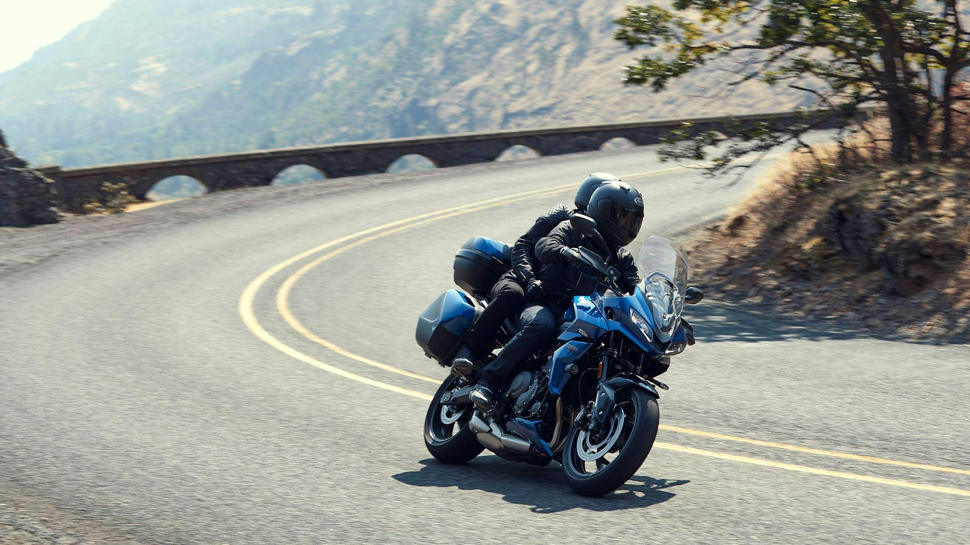 Triumph Tiger Sport 660 in Lucerne Blue / Sapphire Black colour on the road