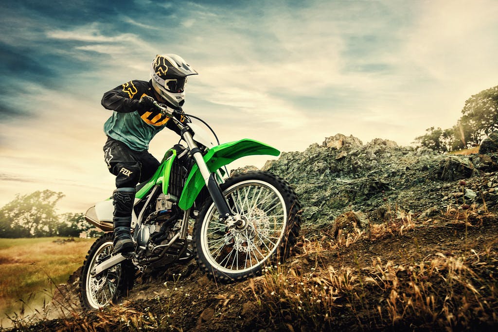 Kawasaki KLX300R going up on a hill