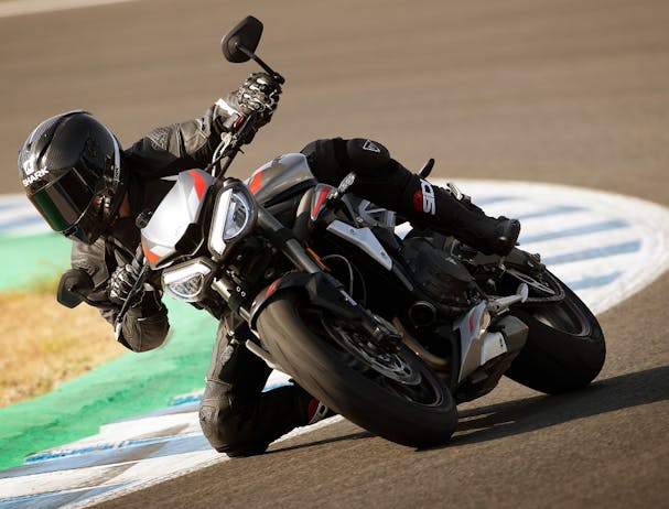 Triumph Street Triple RS on the road.