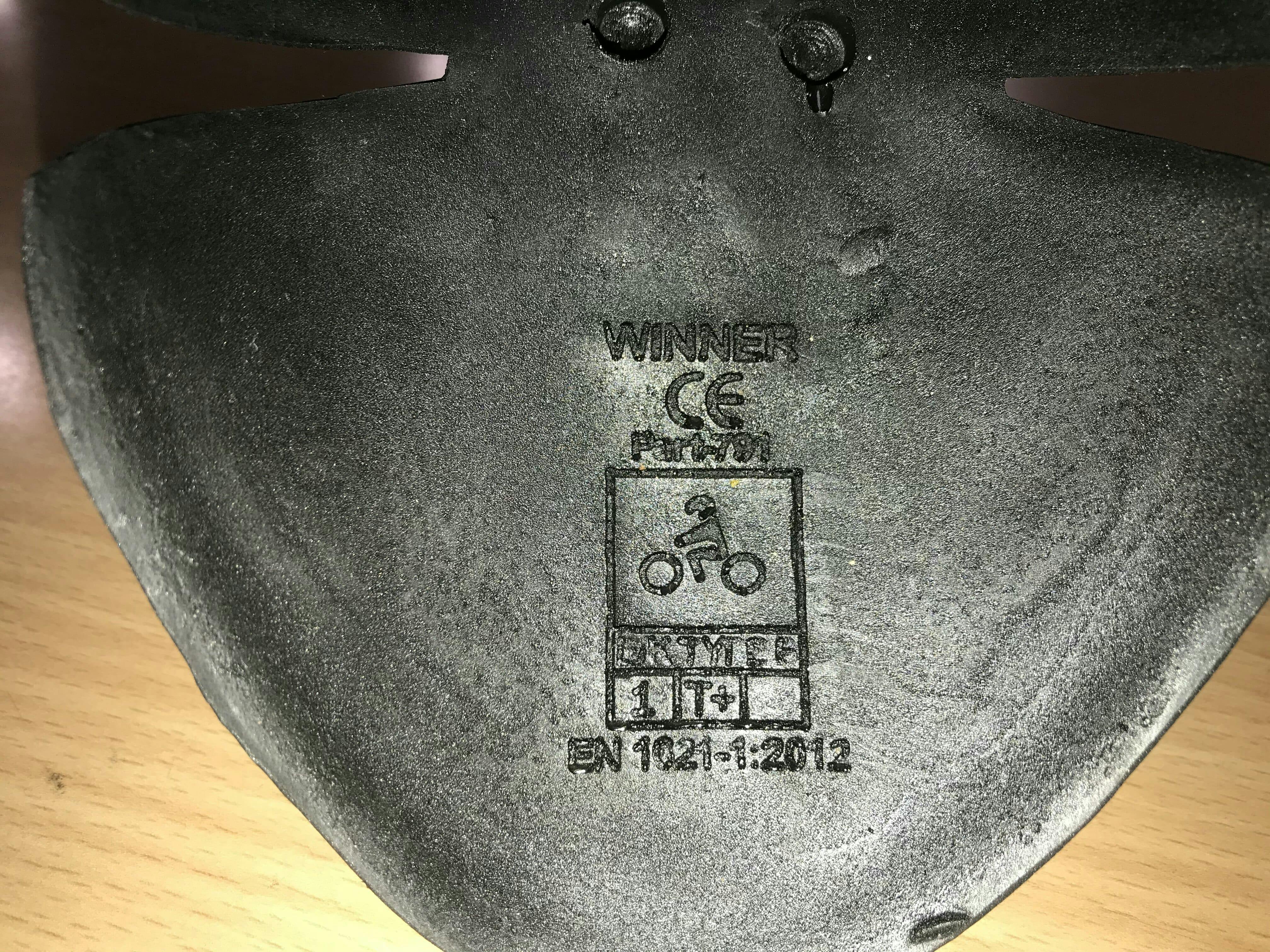 CE markings on knee armour from a pair of Merlin jeans