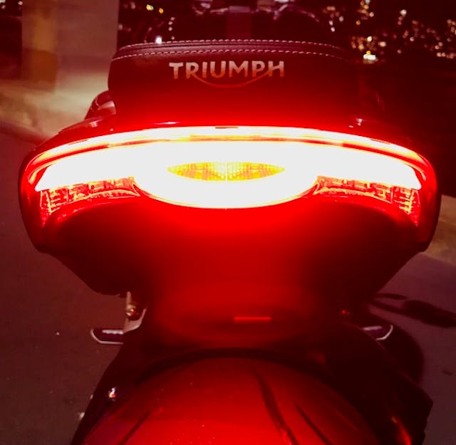 Rear tail light on the rear of a Triumph Rocket 3R