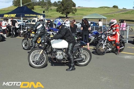 Motorcycles lining up to go onto the track