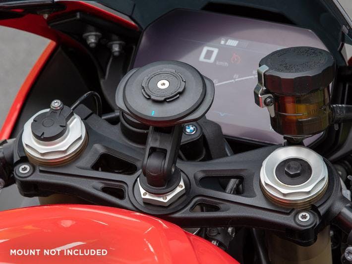 The Wireless Charger from Quad Lock on a motorcycle
