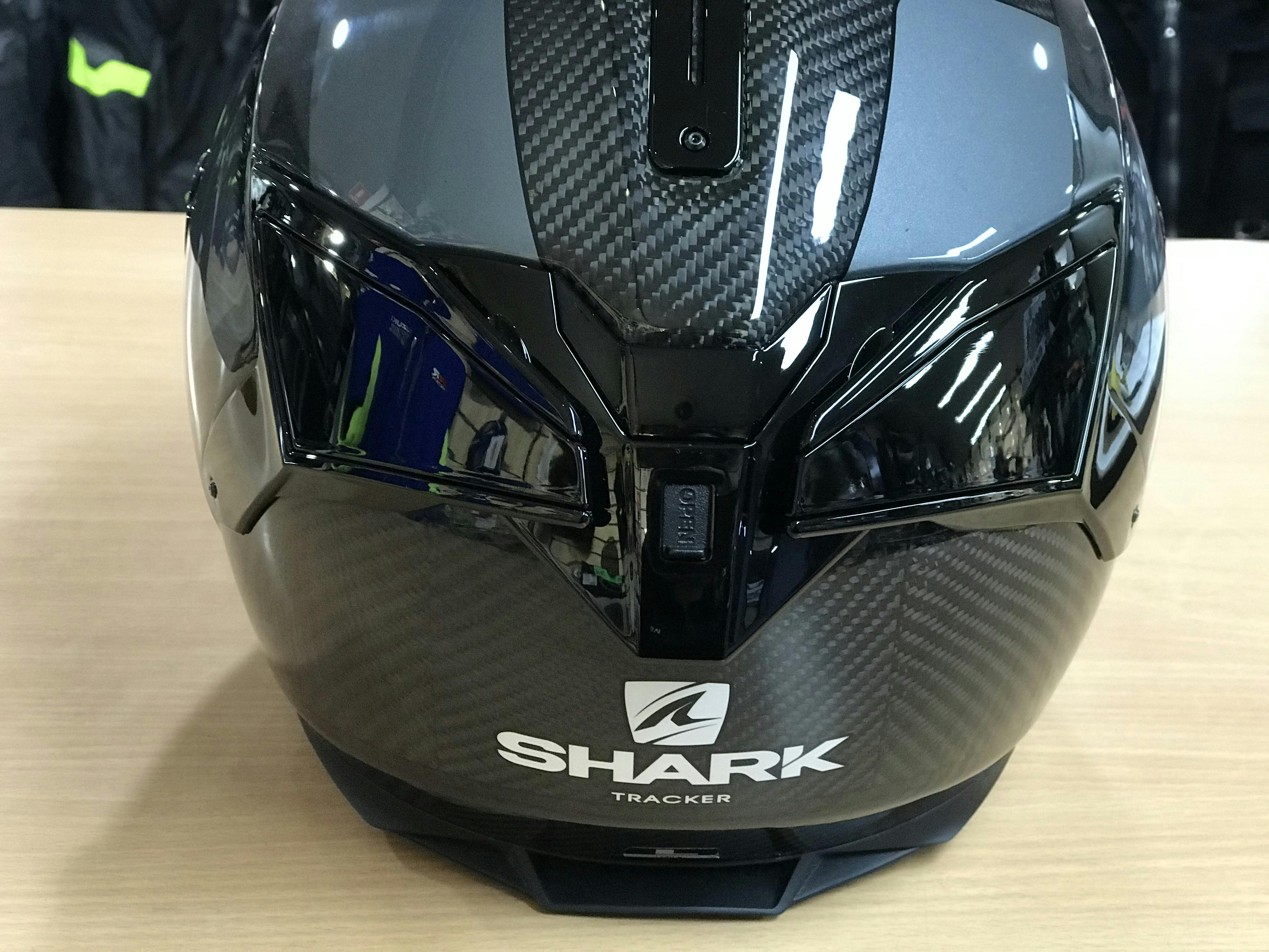 The rear and the fins of the helmet on the Shark Carbon Spartan GT
