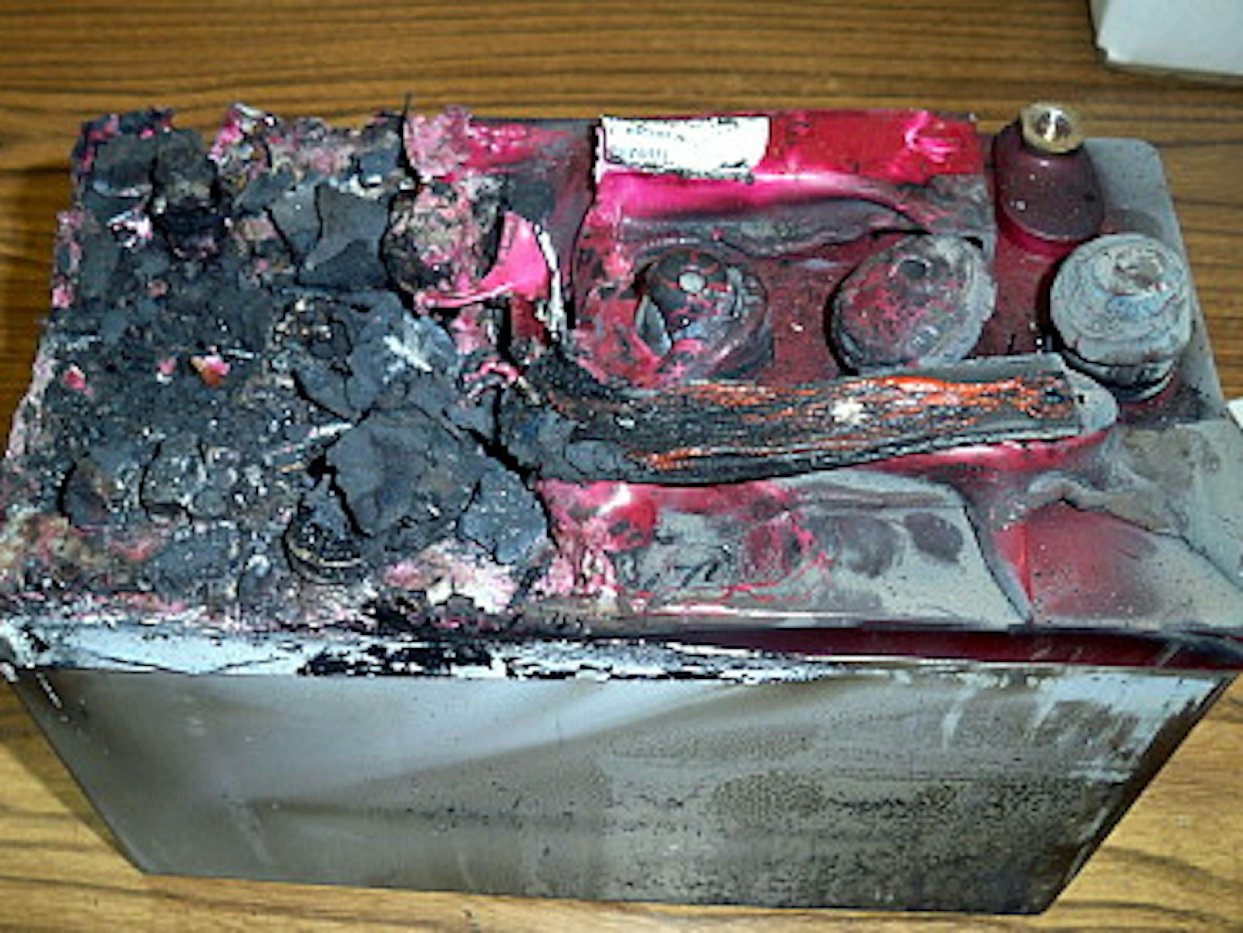 An exploded battery
