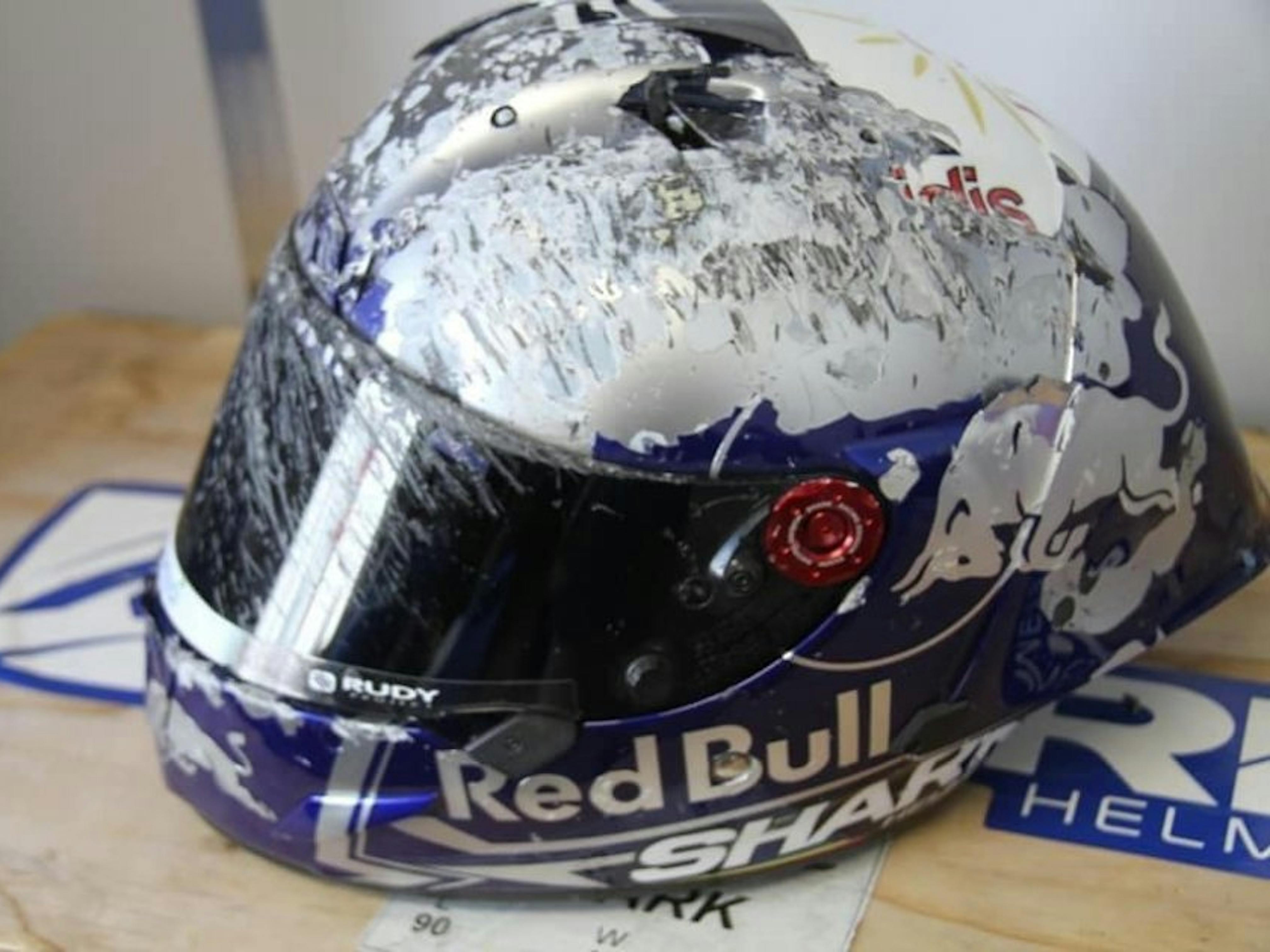 A helmet that was crashed in at 300km/h