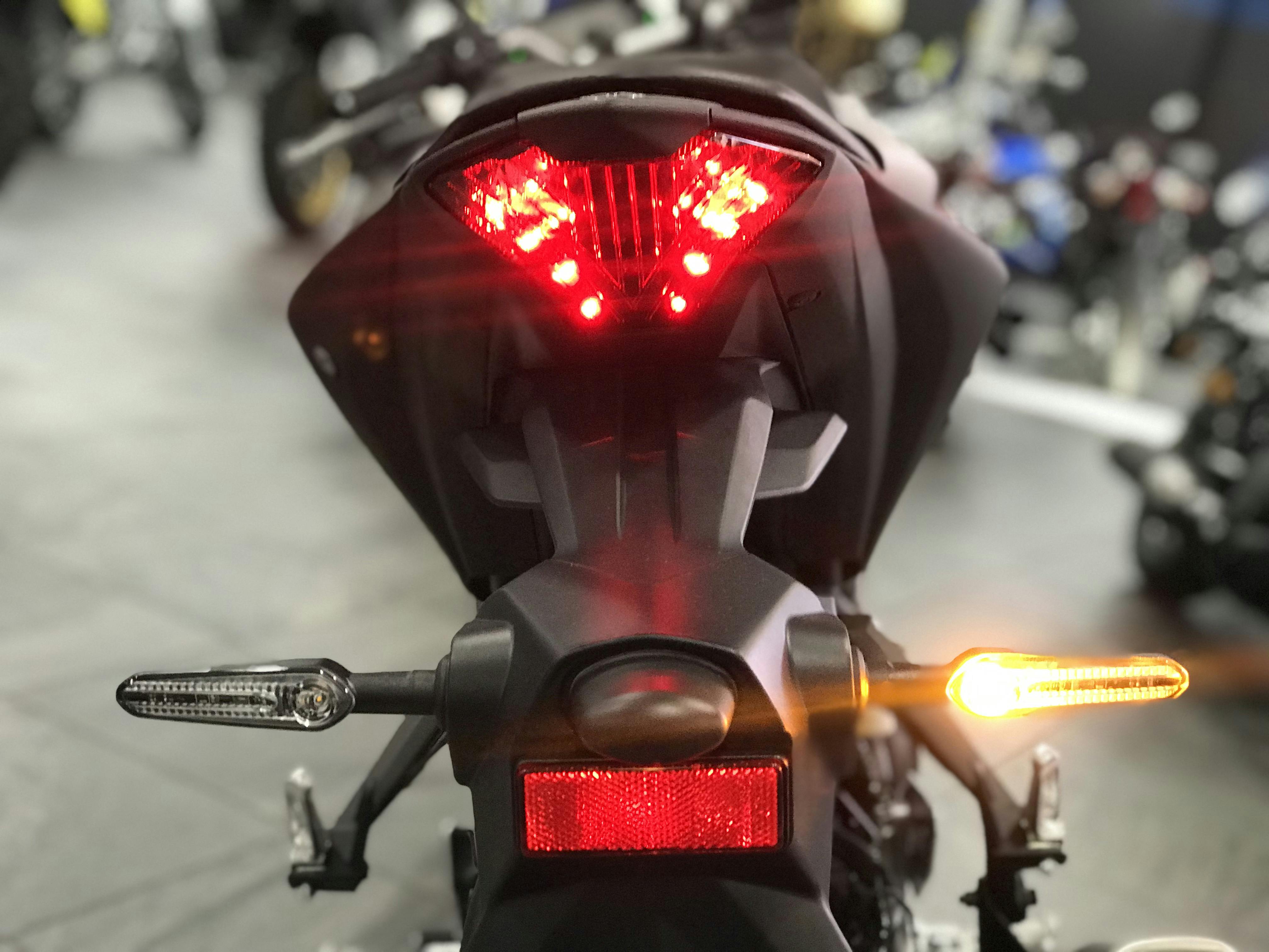 A close up of the rear lights on the 2020 Yamaha MT03