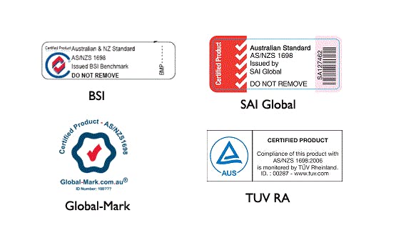 All accepted Australian Standards stickers