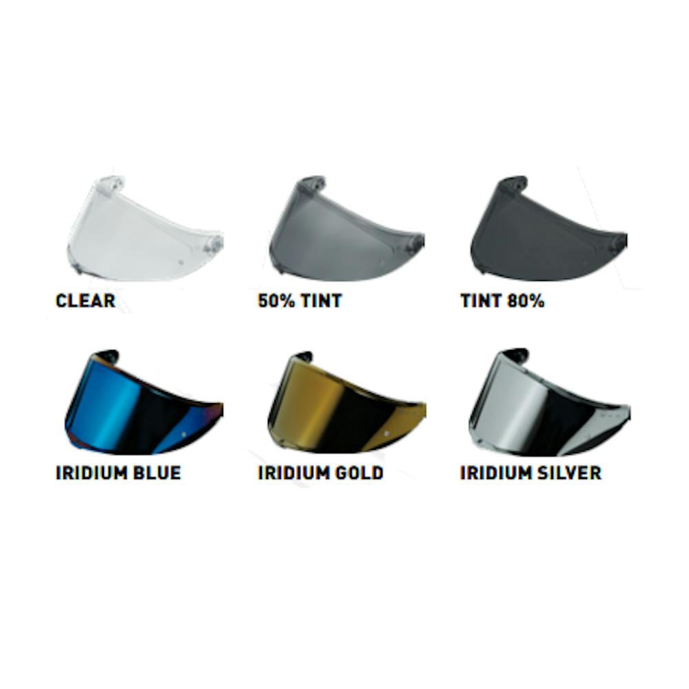 The different visors available for the K6