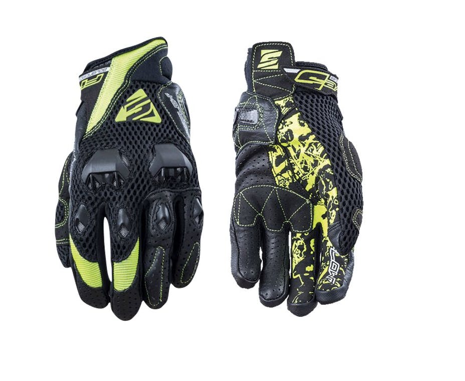 Five Stunt Airflow short glove black white fluro