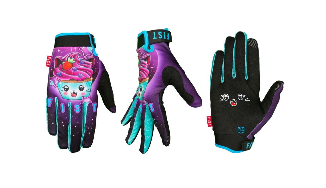 Dirt gloves - Fist Carly Kawaii Cupcake Gloves pink purple green and black