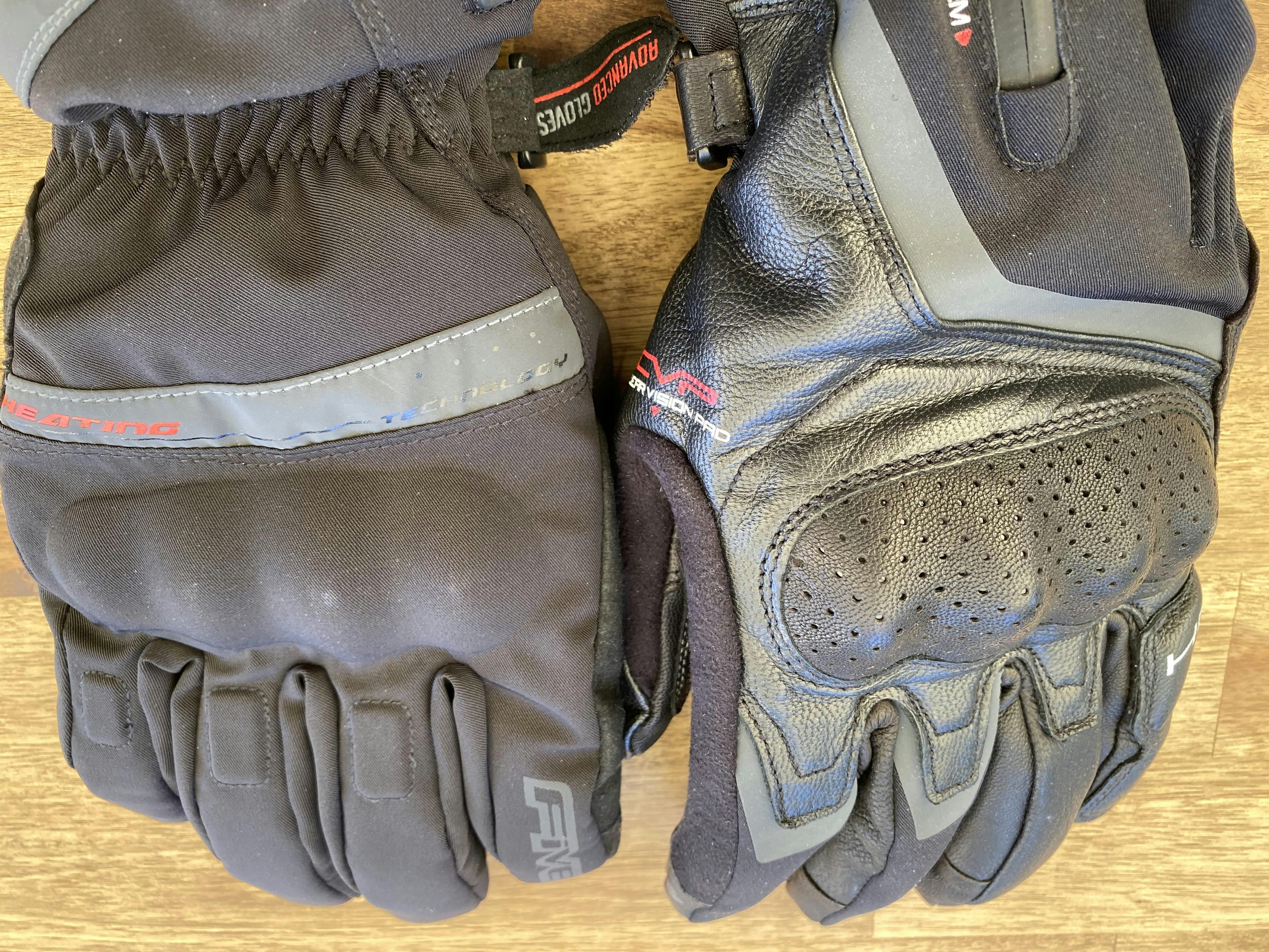 Five HG3 and HG1 heated gloves side by side