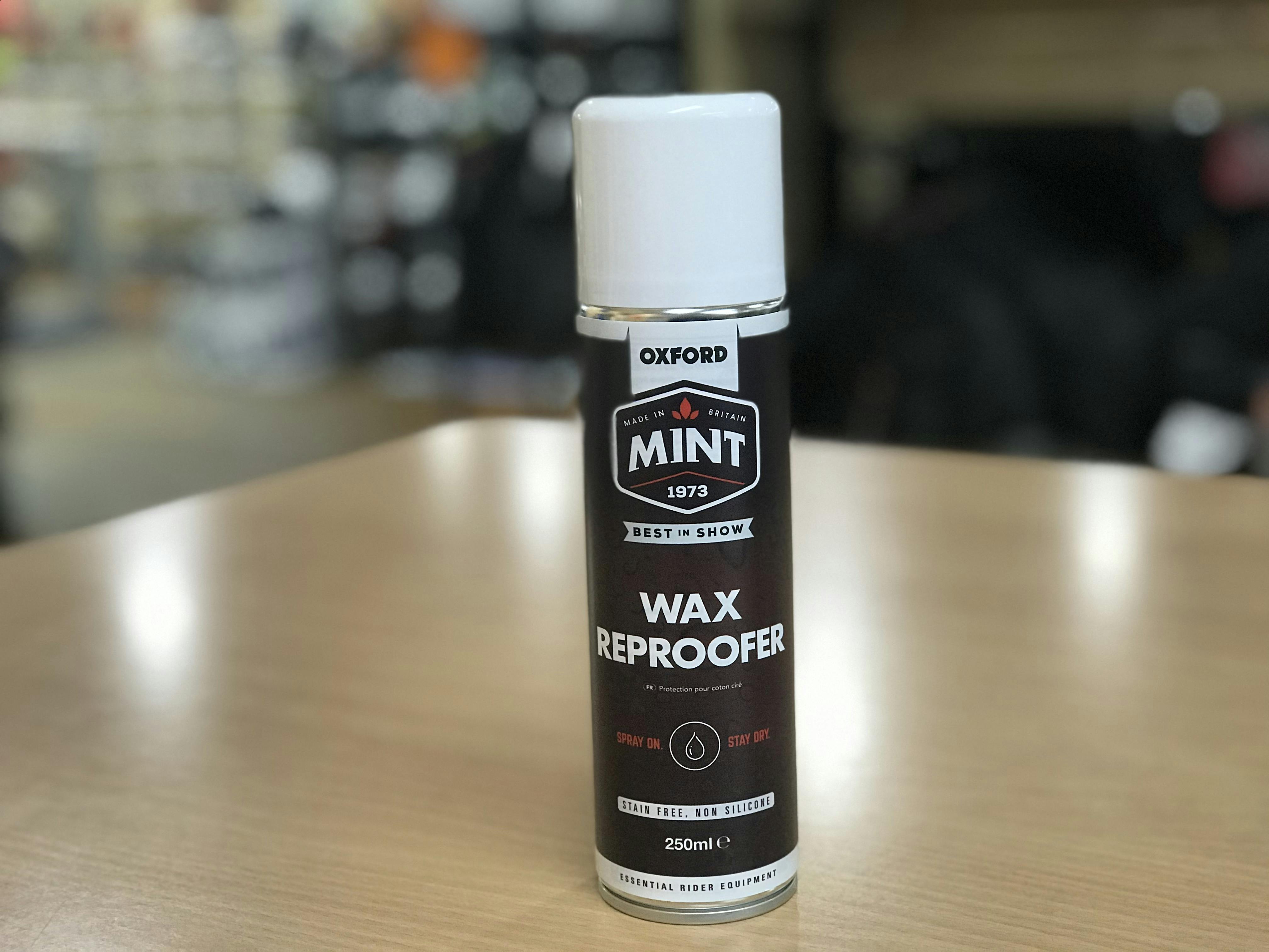 A can of Mint Wax reproofed spray