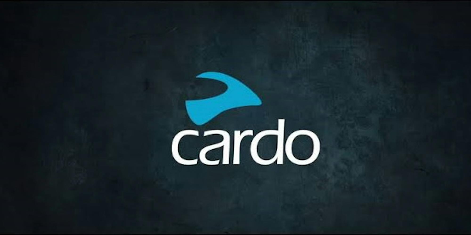 White and blue Cardo logo on dark background