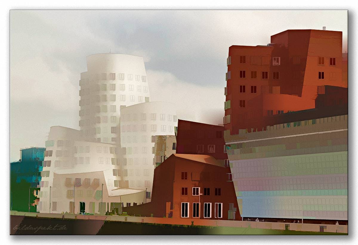 Simplified: Gehry buildings at Düsseldorf Media Harbor