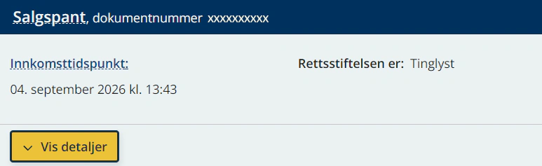 Skjermbilde fra Løsøreregisteret