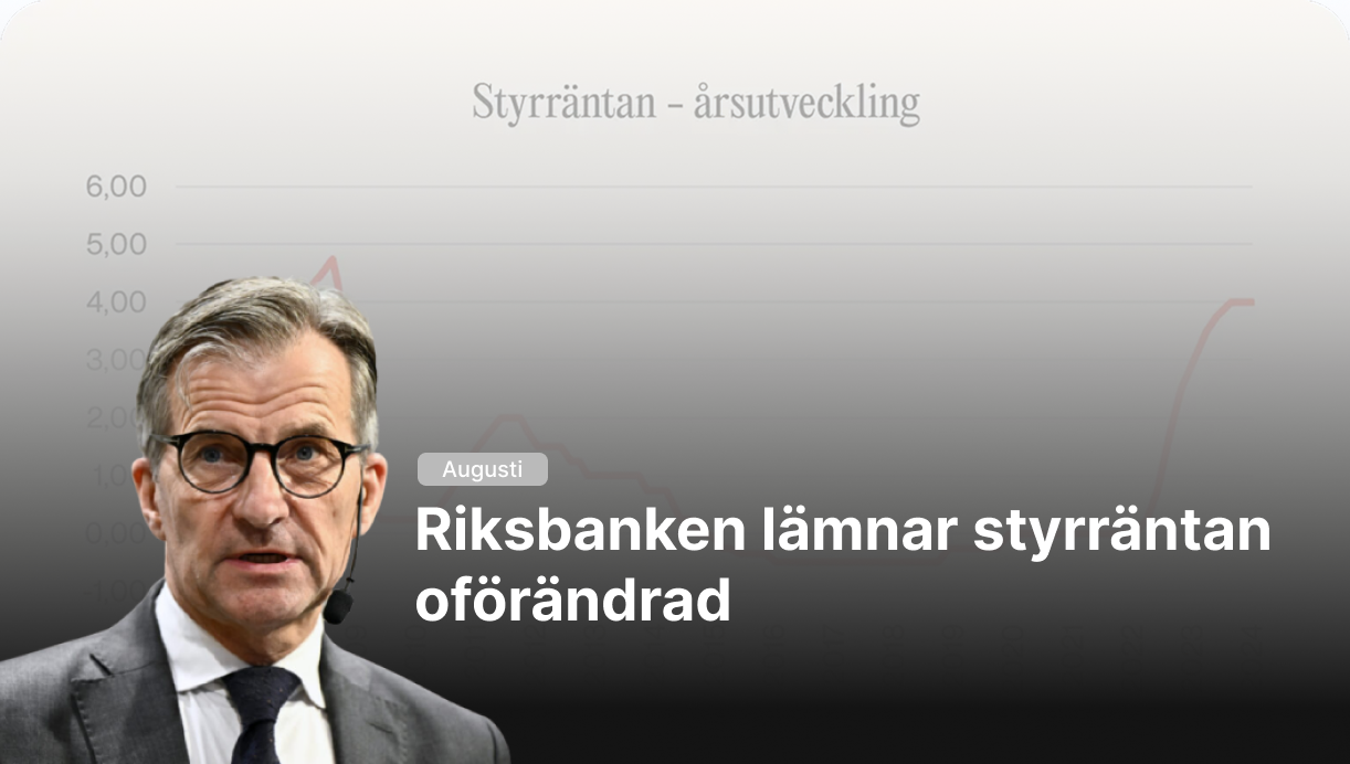Riksbanken lämnar styrräntan oförändrad (Augusti 2025)
