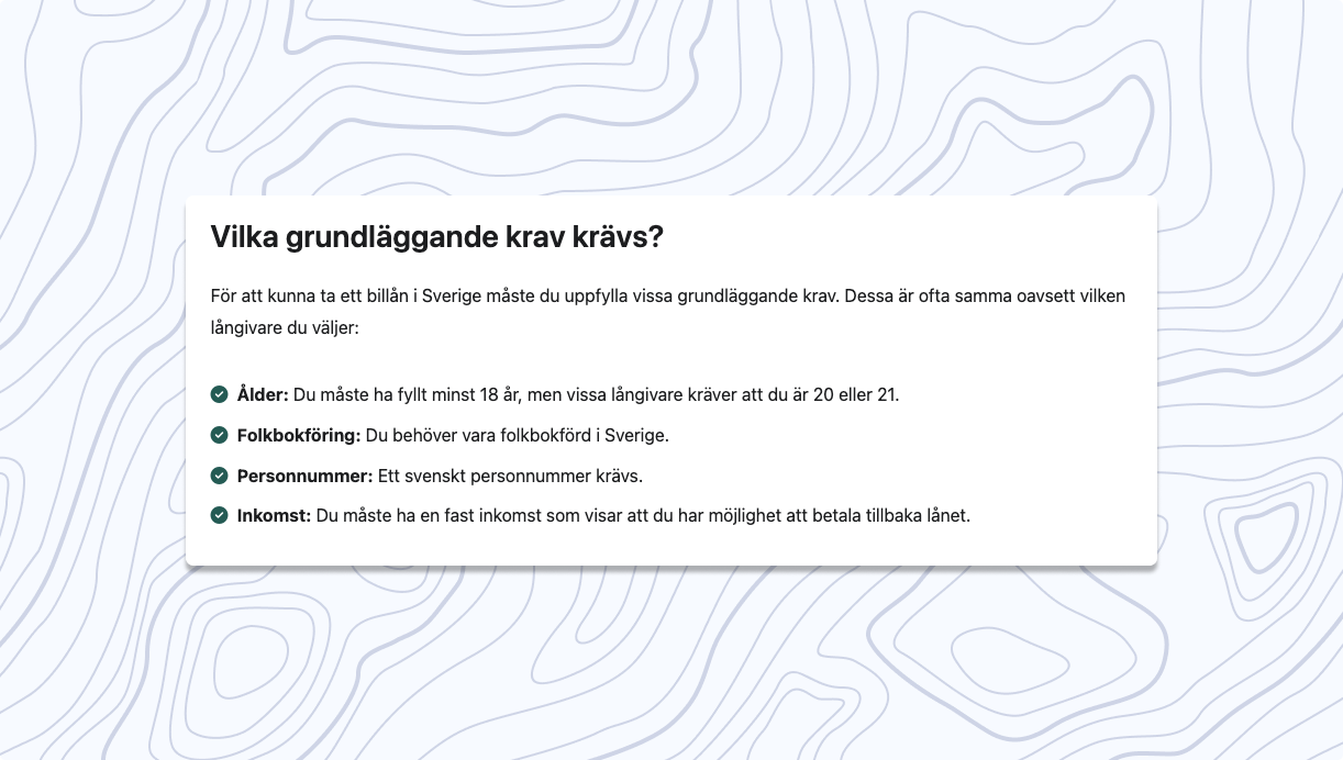 Krav för att ta billån