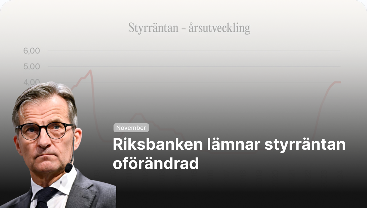 Styrräntan lämnas oförändrad i November 2025