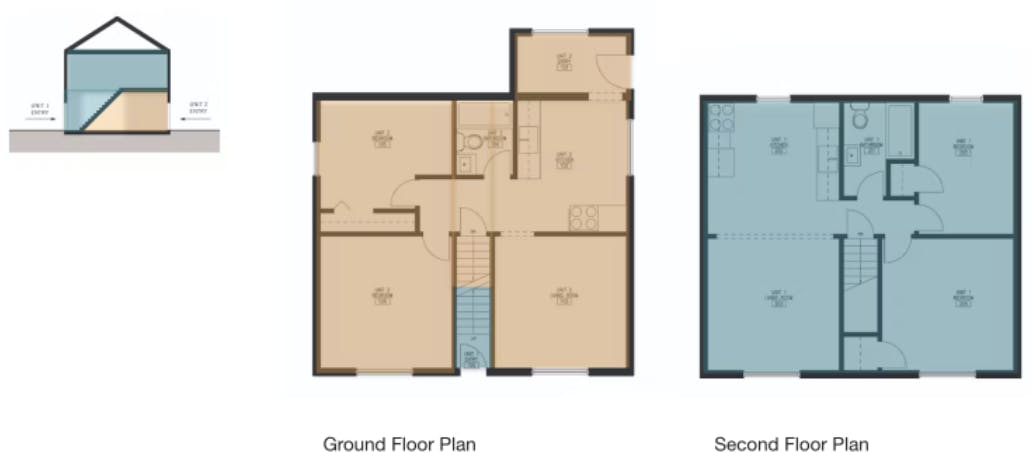 Plans du rez-de-chaussée et du deuxième étage