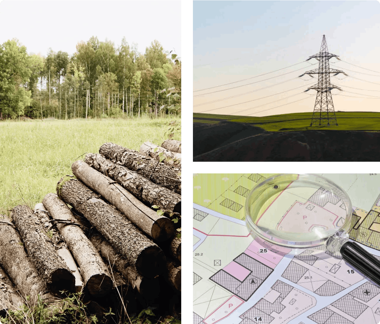 Images of deforestation, utilities and zoning regulations