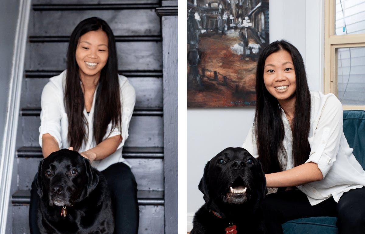Victoria Suen, architect, posing with her dog Victoria Suen, architect, posing with her dog