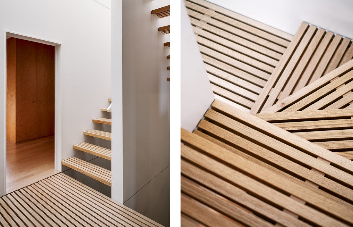 La Brèche House openwork wooden staircase La Brèche House openwork wooden staircase