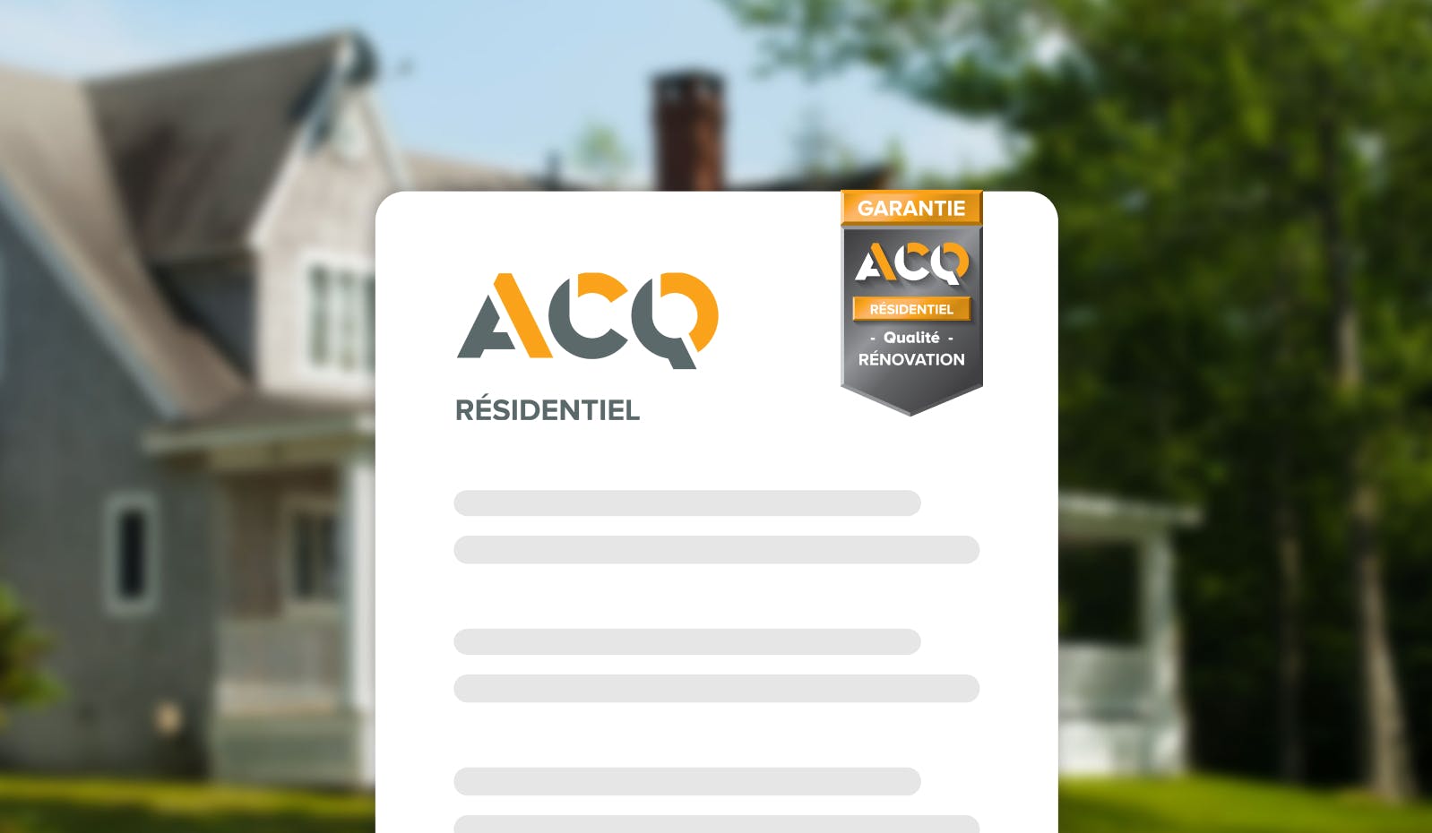 ACQ Résidentiel Renovation Quality Guarantee