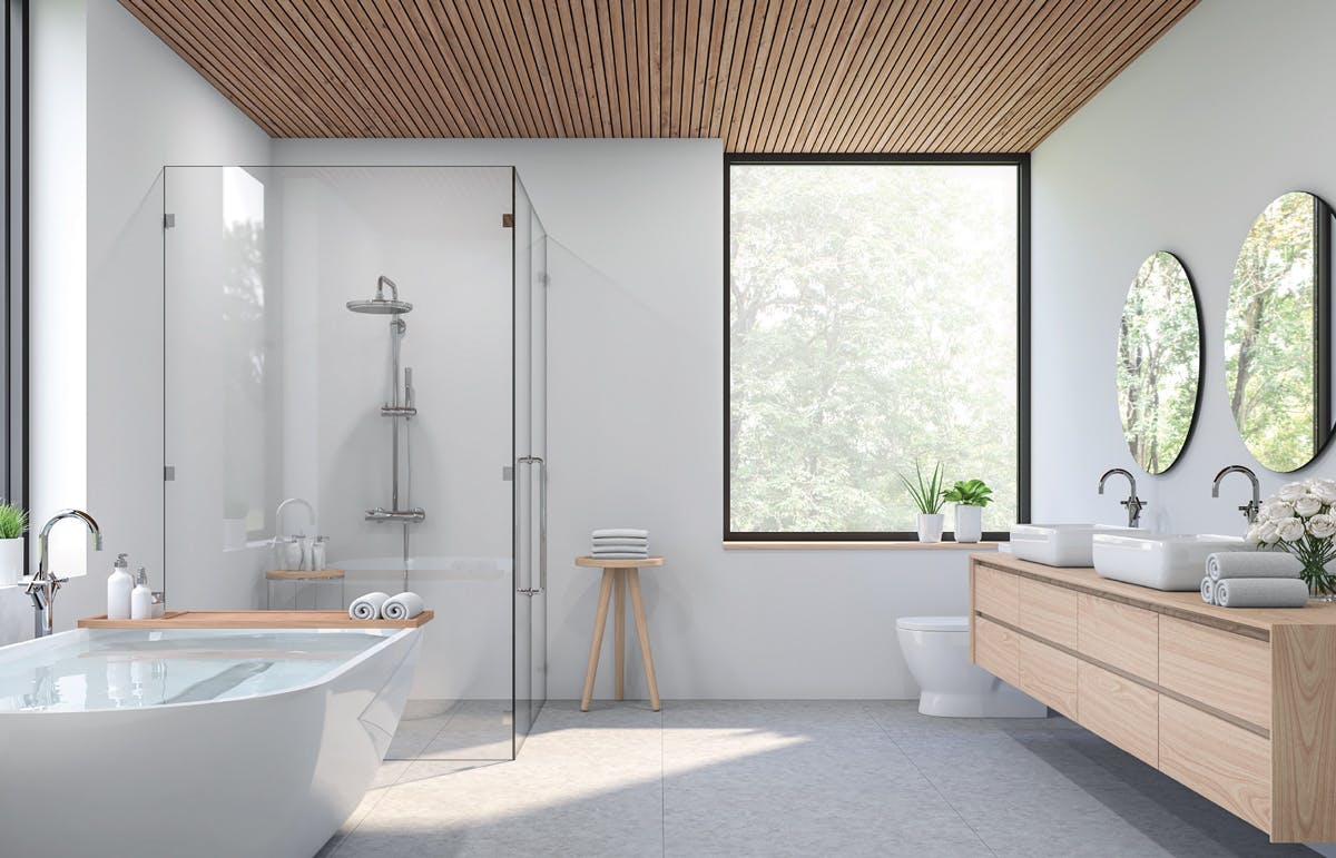 Tips to create an At-Home Spa Bathroom: Design with Nature in Mind Spa bathroom with natural elements