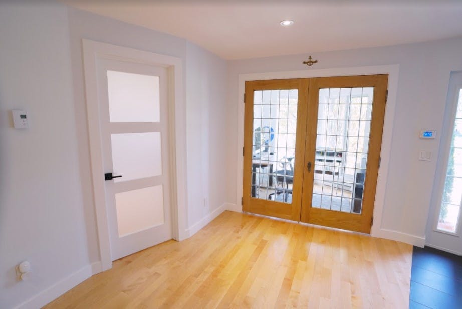 Home office with French doors Home office through French doors
