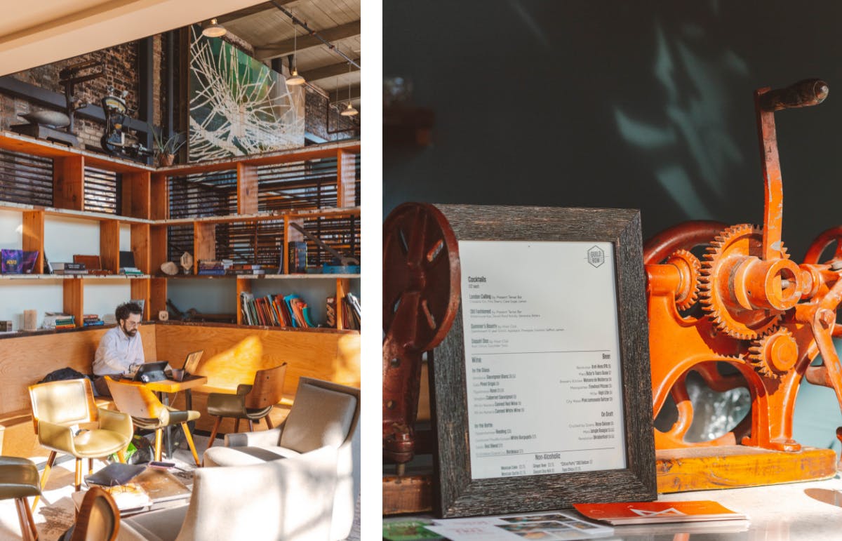 Designer working in Guild Row's social club and menu Designer working in Guild Row's social club and menu
