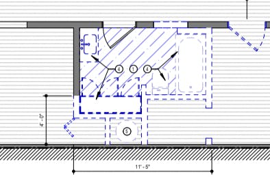 Modernized bathroom before renovation floor plan Modernized bathroom before renovation floor plan