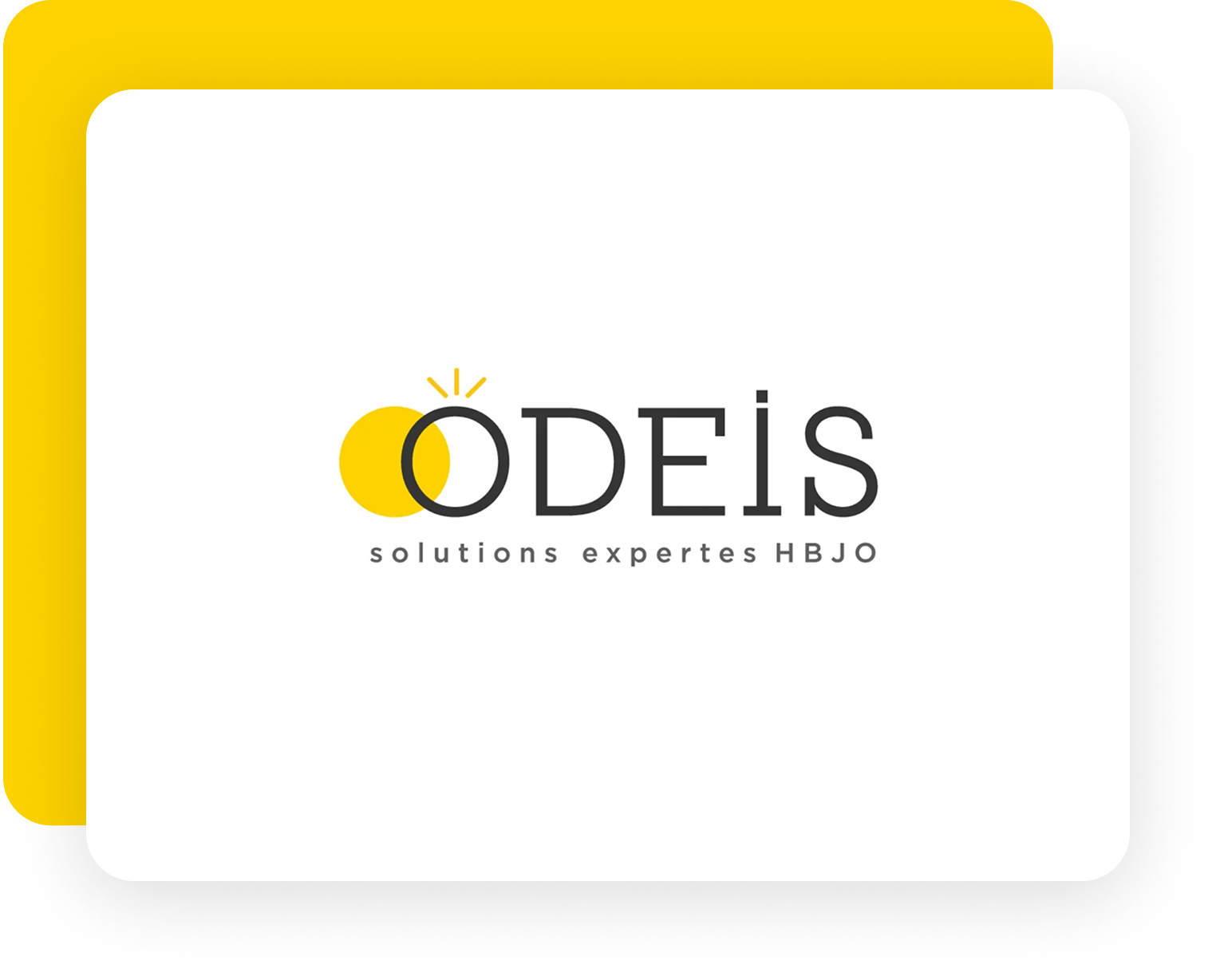 Odeis logo on a yellow background.