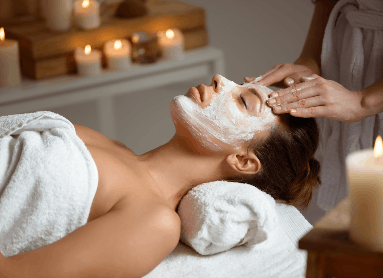 Woman getting a treatment in a beauty and wellness institute