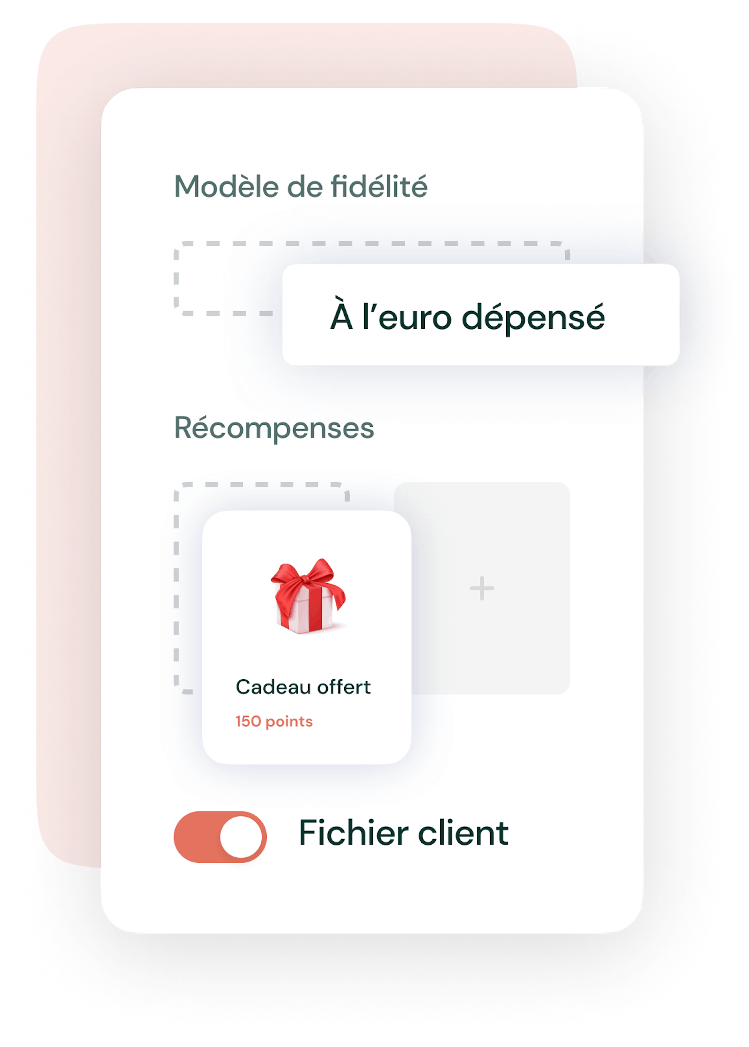 Screenshot d'un programme de fidélité digital modulable sur fond orange