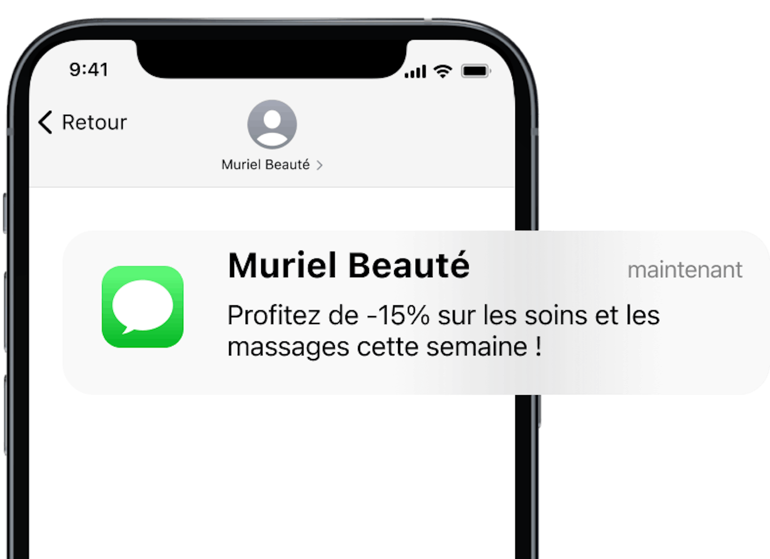 Ecran de smartphone avec une campagne SMS marketing