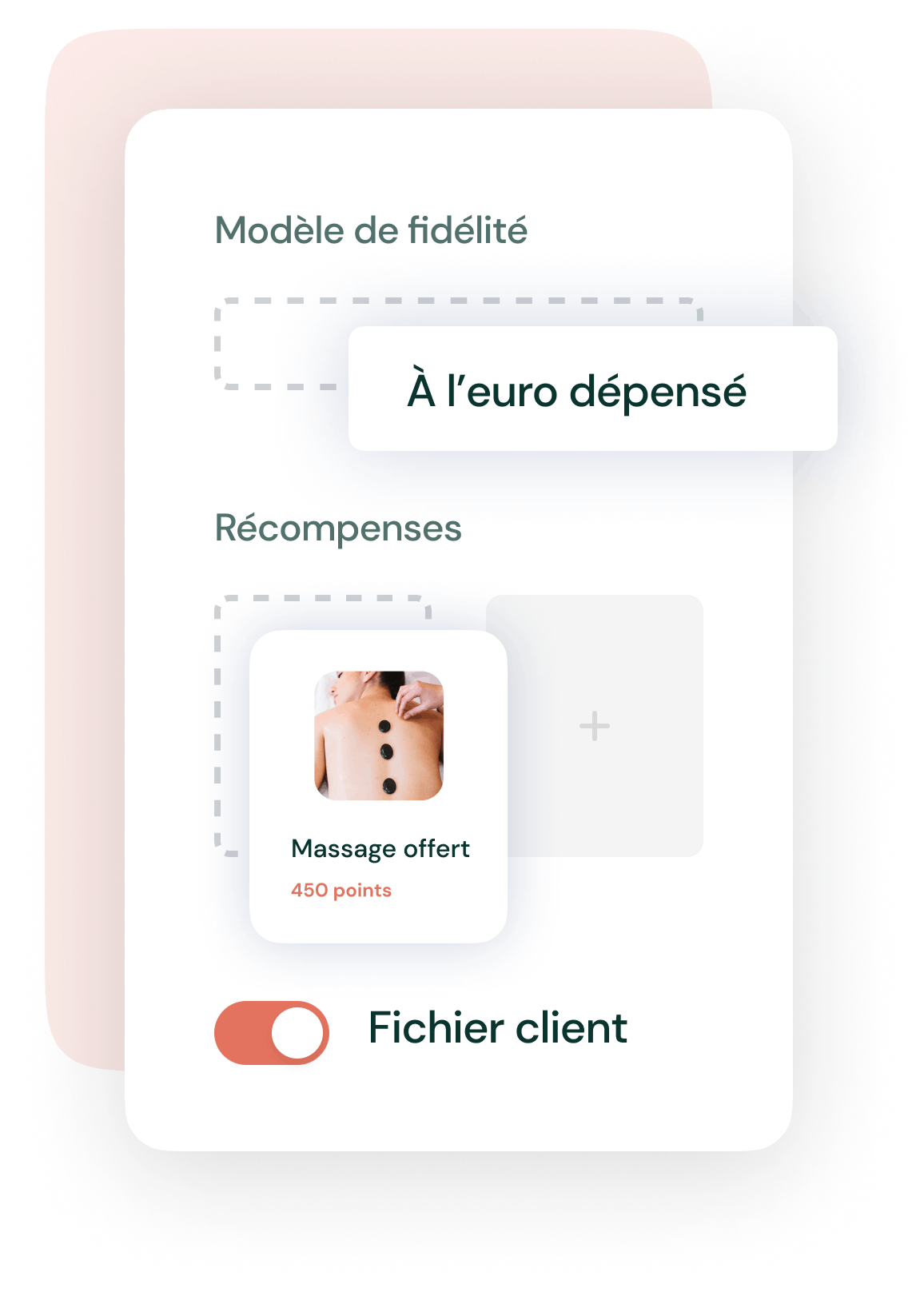Screenshot d'un programme de fidélité digital modulable sur fond orange