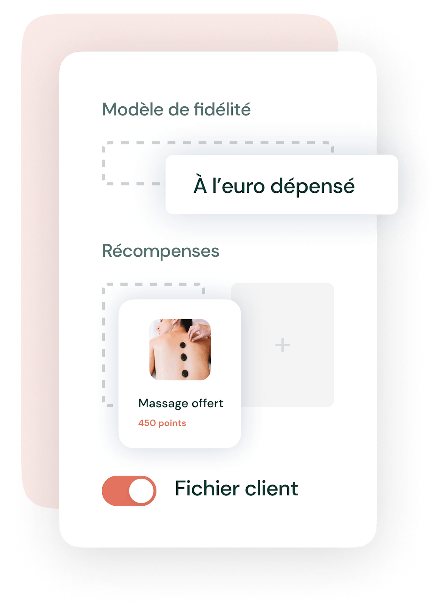 Screenshot d'un programme de fidélité digital modulable sur fond orange 