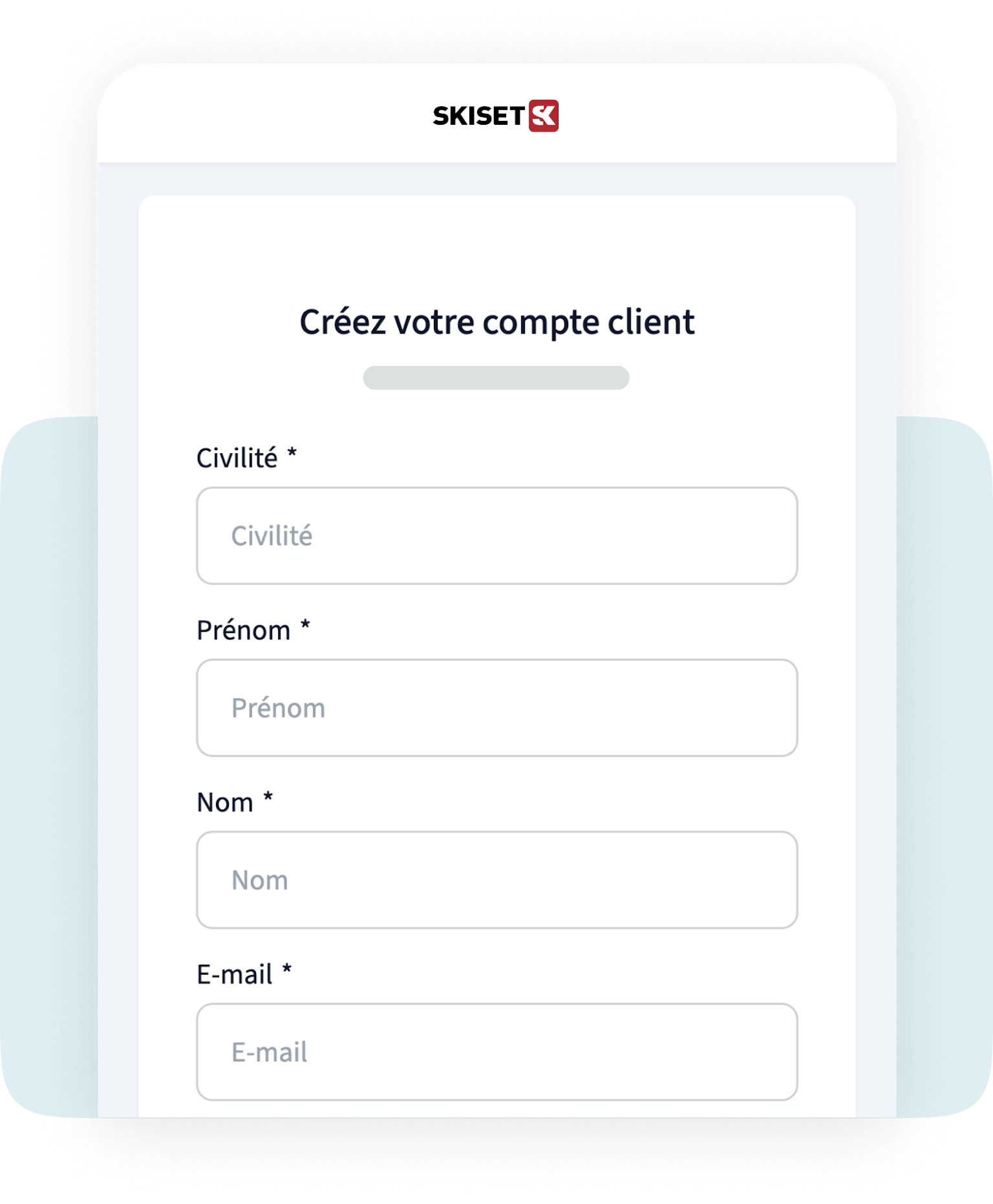 Screenshot d'un formulaire d'inscription avec des champs pour rentrer des données personnelles