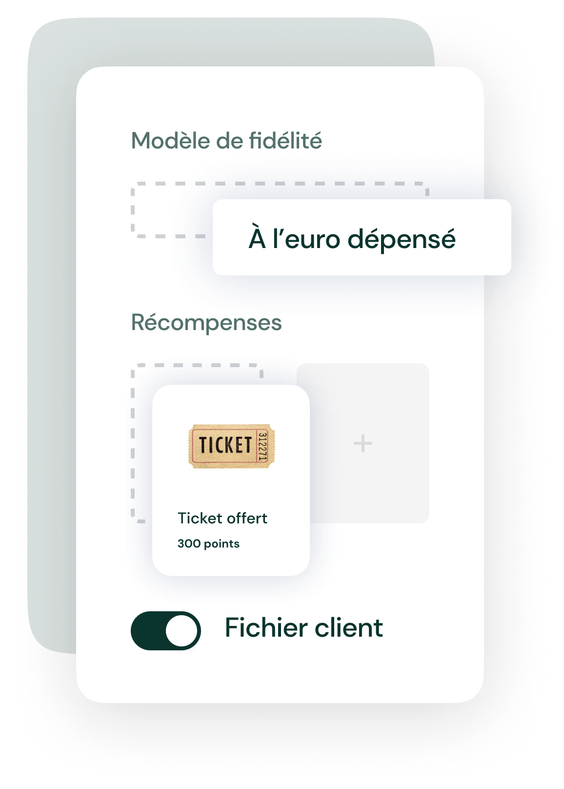 Screenshot d'un programme de fidélité digital modulable sur fond vert