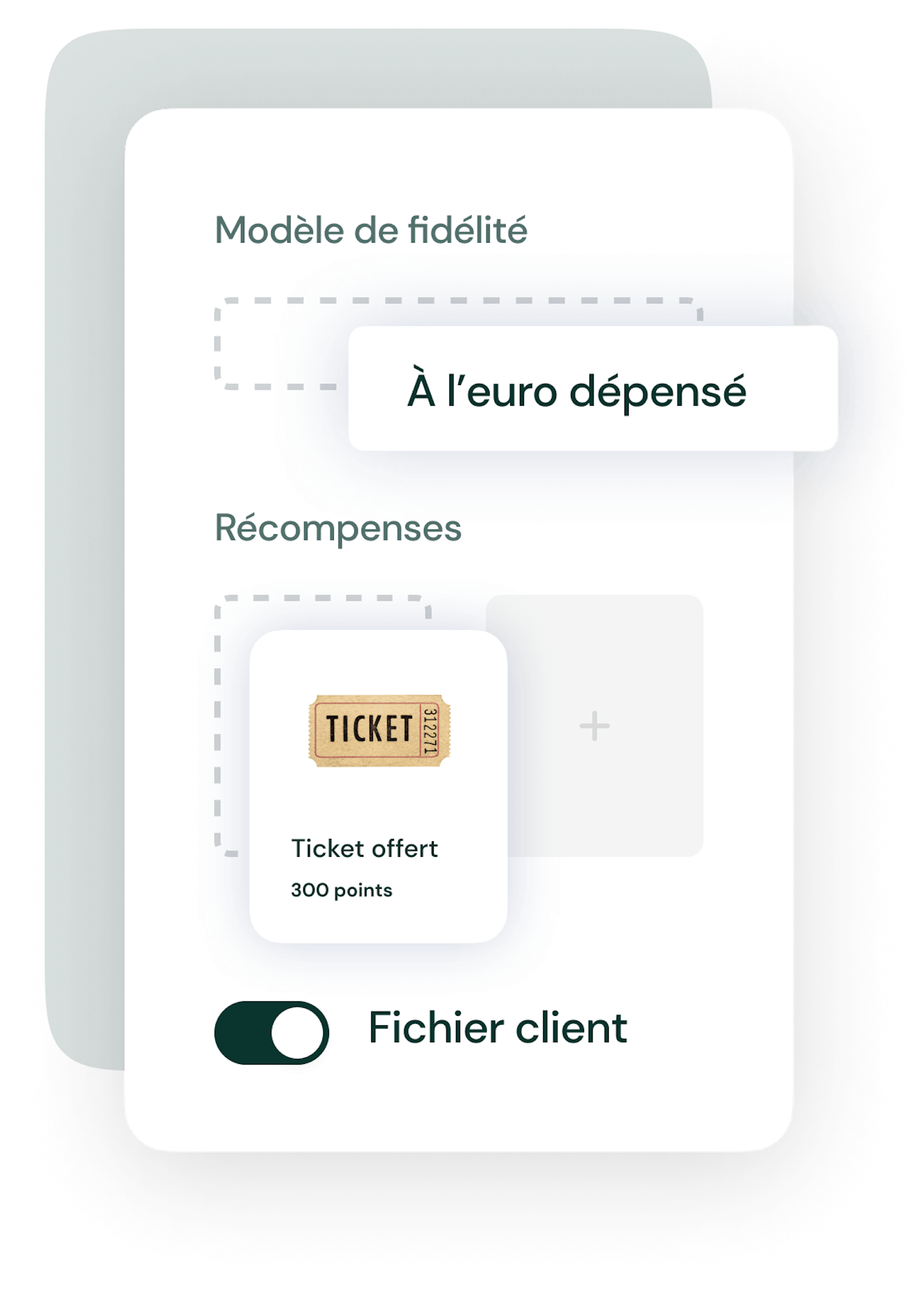 Screenshot d'un programme de fidélité digital modulable sur fond vert