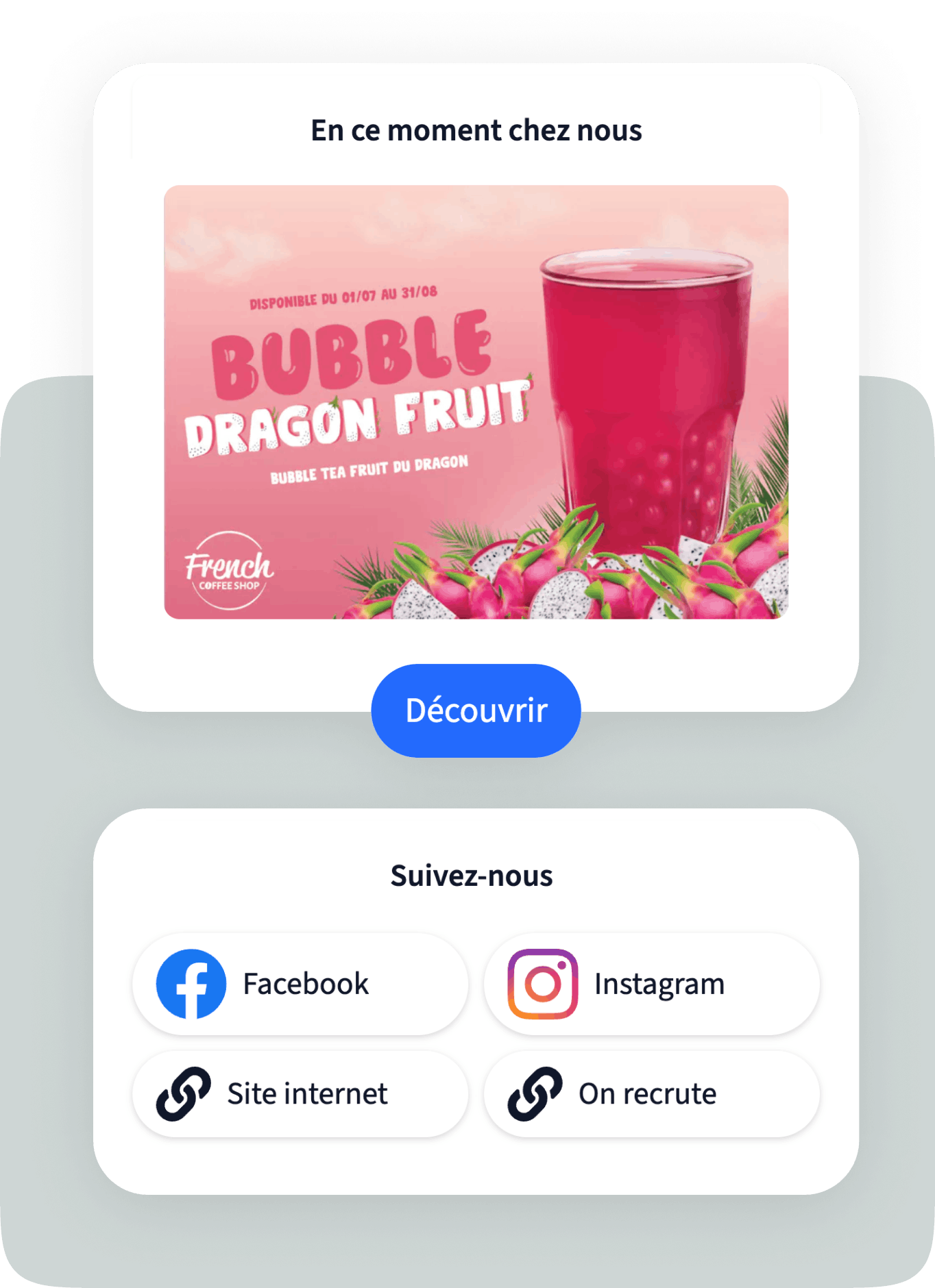 Exemple de la personnalisation d'un ticket de caisse dématérialisé Billiv par un commerçant