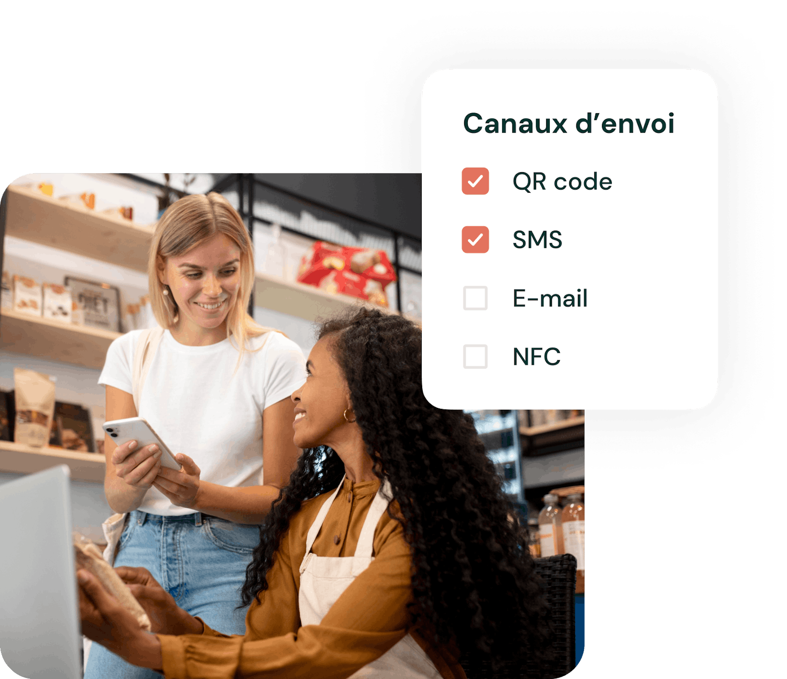 Commerçant qui choisit son canal d'envoi pour le ticket de caisse dématérialisé