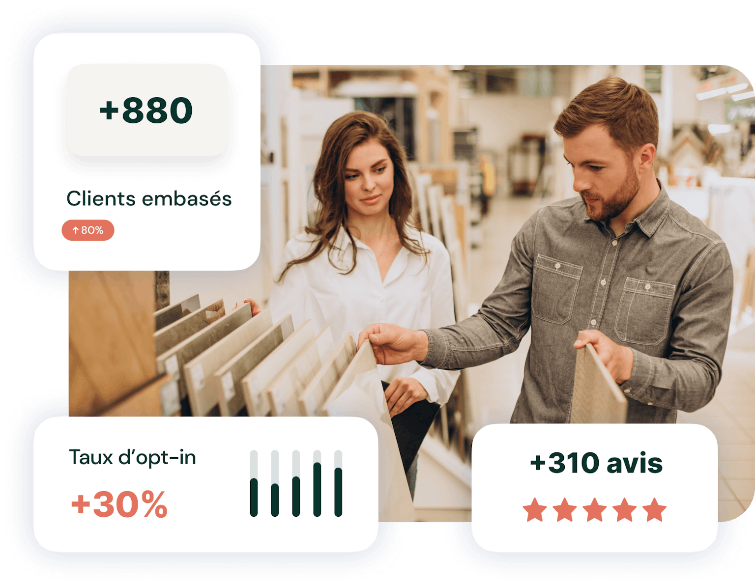 Gérant d'un magasin spécialisé avec une cliente plus des données clientes