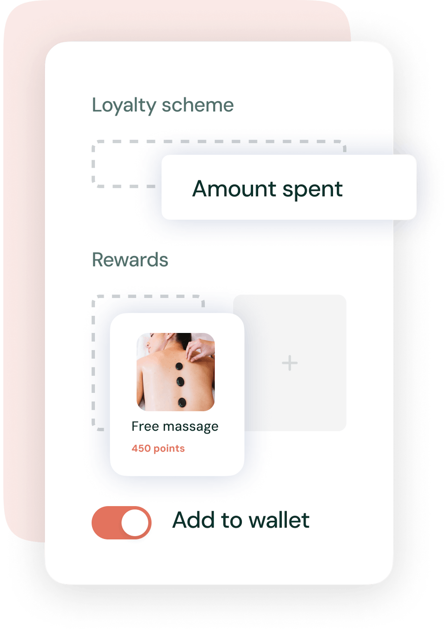 Screenshot of a customizable digital loyalty program on an orange background