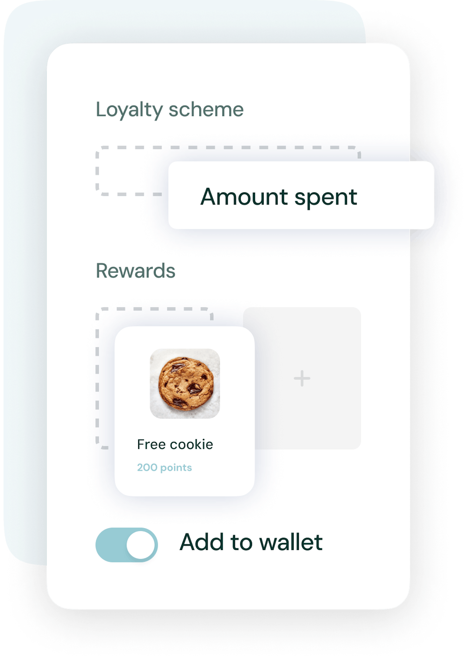 Screenshot of a modular digital loyalty program on a blue background