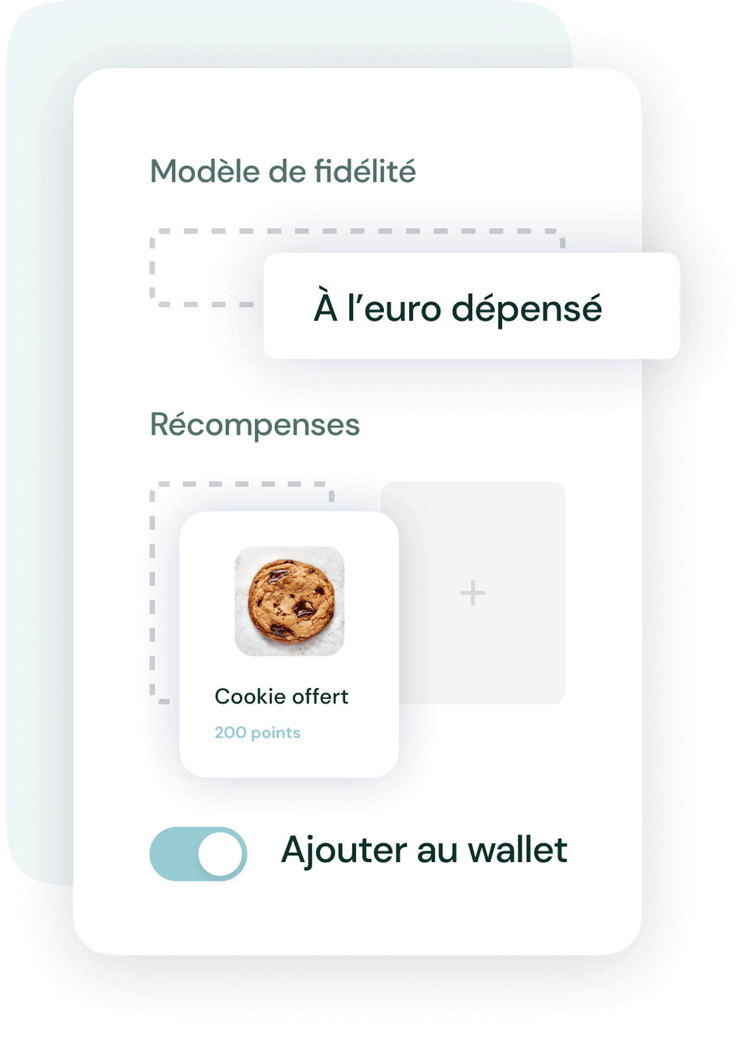 Screenshot d'un programme de fidélité digital modulable sur fond bleu