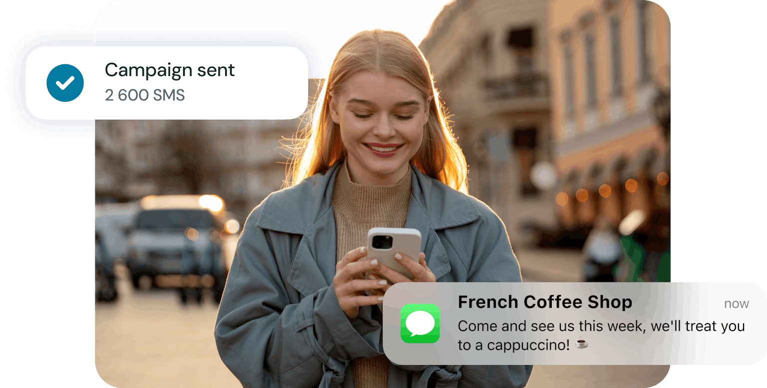 Customer receiving a targeted SMS marketing campaign on their smartphone
