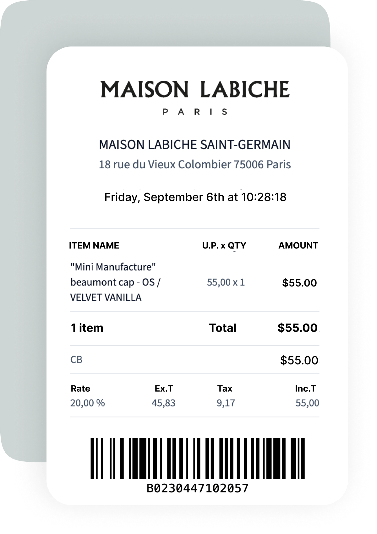 Dematerialized Billiv receipt