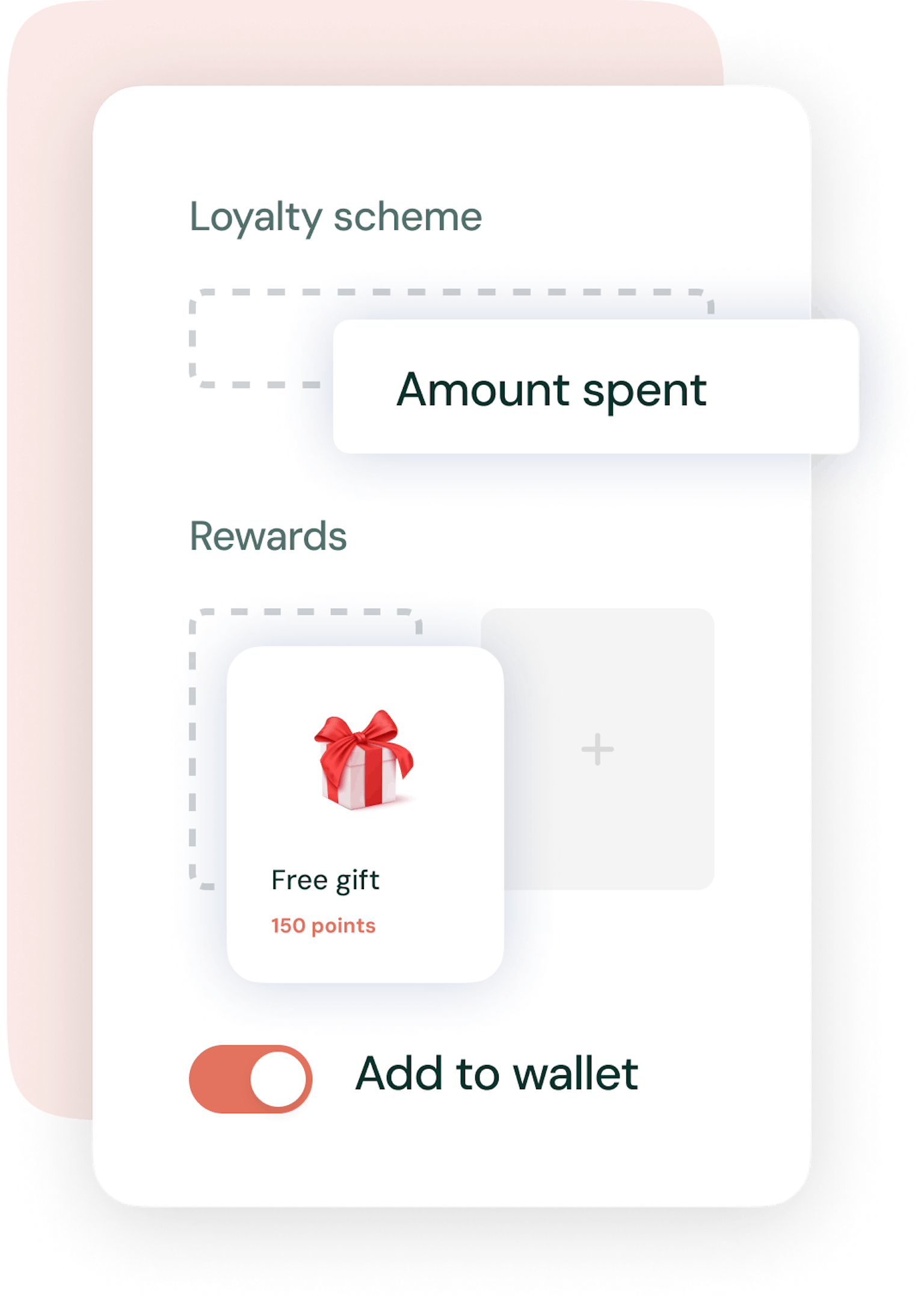 Screenshot of a modular digital loyalty program on an orange background